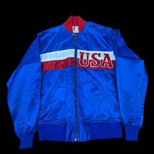 Vintage 80s Starter Team USA Olympics Satin Full Zip Bomber Jacket